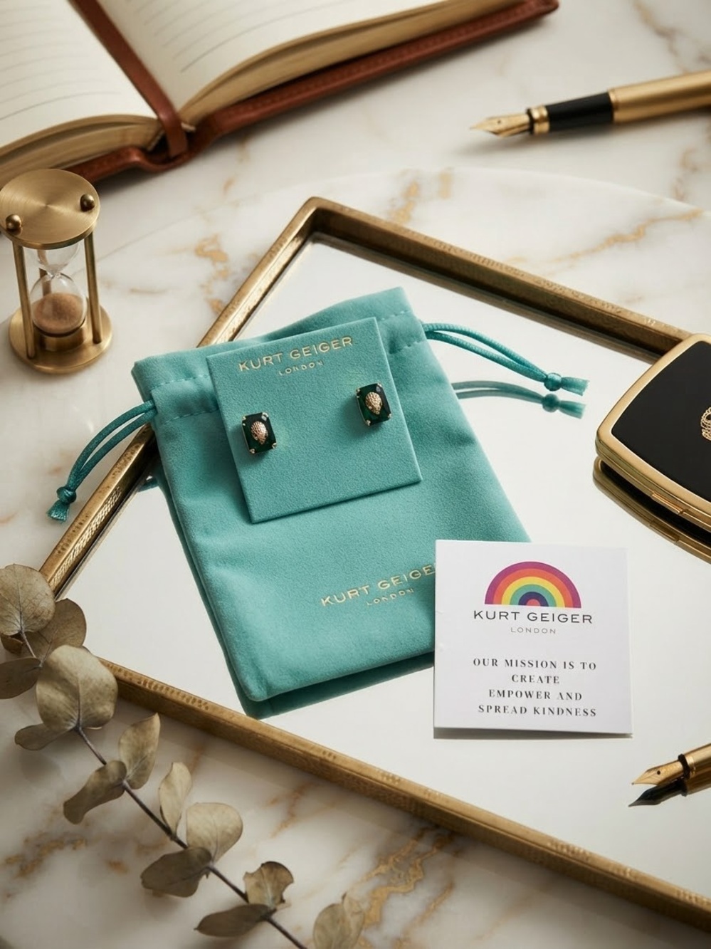Kurt Geiger Emerald Eagle Stud Earrings